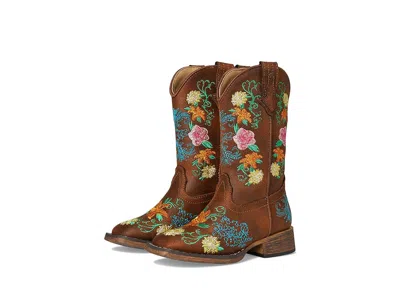Roper Bailey Floral (toddler/little Kid) Girl Cowboy Boots Tan : 1 Little Kid M, Synthetic In Brown