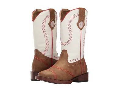 Roper Baseball (toddler/little Kid) Cowboy Boots Brown Faux Leather Vamp White Shaft : 9 Toddler M, Synthe