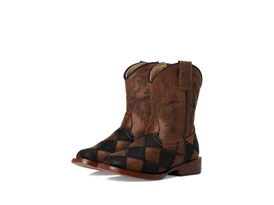 Roper Kids' Bird Blocks (toddler) Cowboy Boots Black/tan Faux Leather Patchwork Vamp : 7 Toddler M, Synthetic