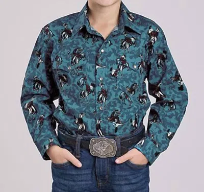Roper Kids' Boys' Brushstroke Cowboys Shirt In Blue