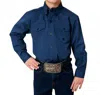 Roper Boys Button Solid Top In Blue In Blue