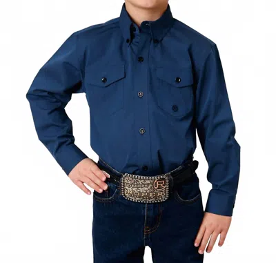 Roper Kids' Boys Button Solid Top In Blue