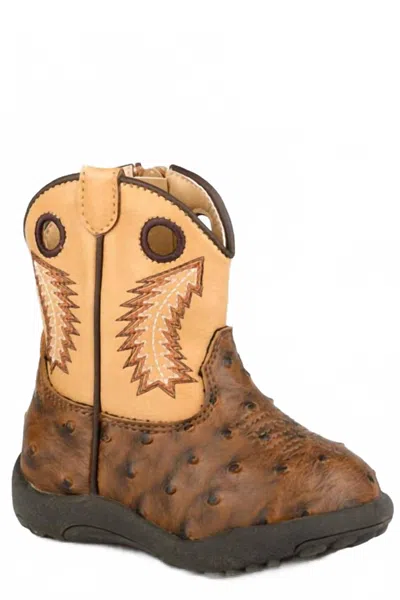 Roper Kids' Boys Faux Ostrich Vamp Boot In Brown