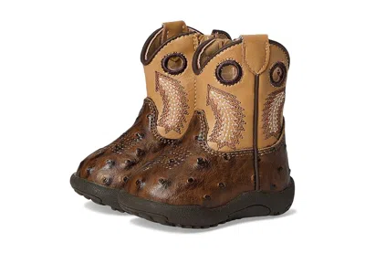 Roper Kids' Cowbabies Walker Bumps (infant/toddler) Boys Shoes Brown Faux Ostrich Vamp : 4 Toddler M, Leather/sy