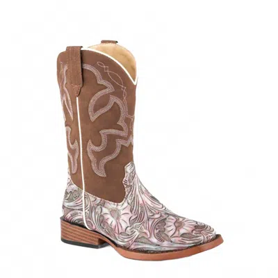 Roper Kids' Girl's Raya Floral Boots In Lilac In Brown