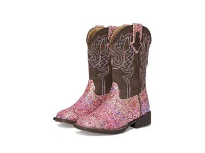 Roper Glitter Aztec (toddler/little Kid) Girl Cowboy Boots Pink Southwest Glitter Vamp/brown Shaft : 9 Tod