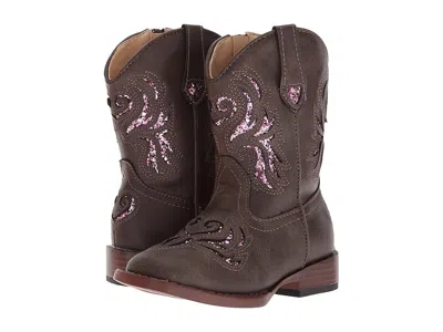 Roper Kids' Glitter Breeze (toddler) Girl Cowboy Boots Brown Faux Leather/glitter Cut Outs : 8 Toddler M, Synthe
