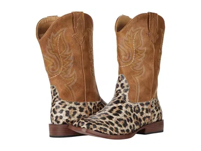 Roper Glitter Leopard (big Kid) Girl's Shoes Tan : 7 Big Kid M, Synthetic In Brown