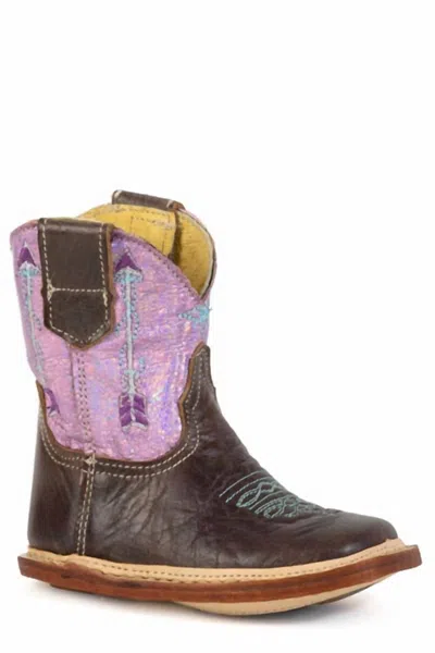 Roper Infant Cowbabies Marbled Leather Boots In Brown Pink