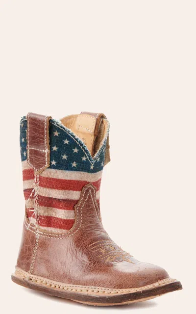 Roper Infant Cowbaby American Flag Square Toe Boot In Brown