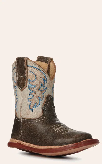 Roper Infant Cowbaby Parker Brown And Cream Square Toe Cowboy Boots