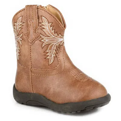 Roper Kid's Cowbabies Luke Faux Leather Boots In Brown