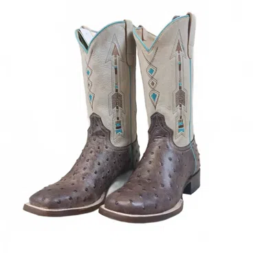 Roper Ladies Arrow Feather Square Toe Boots In Brown