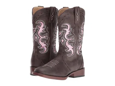 Roper Lexi (toddler/little Kid) Girl Cowboy Boots Brown Faux Leather/vamp Pink Insert Shaft : 3 Little Kid