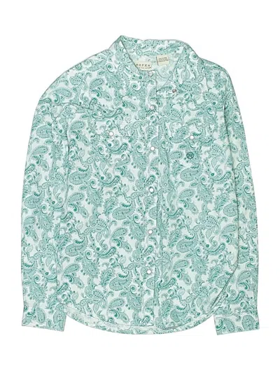 Pre-owned Roper Kids' Long Sleeve Button Down Shirt In Teal