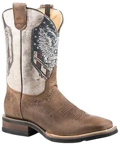 Pre-owned Roper Men's 2nd Amendment Western Boot - Broad Square Toe - 09-020-8253-8272 Br In Brown
