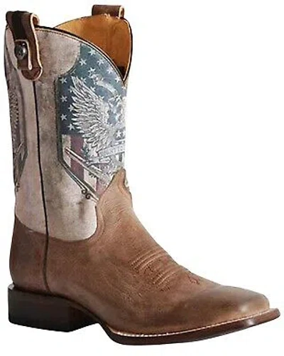 Pre-owned Roper Men's 2nd Amendment Western Boot - Broad Square Toe - 09-020-8283-8272 Br In Brown