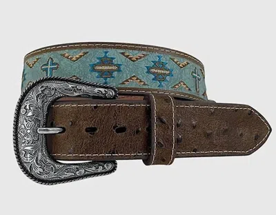 Roper Men's Aztec Framed Cross Belt In Cocoa/multi In Brown