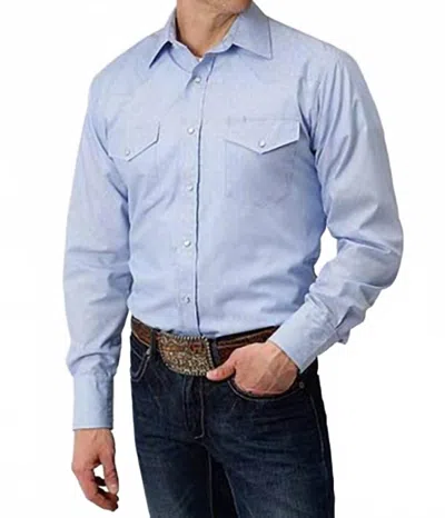 Roper Men's Classic Blue Blended Snap Shirt In Cream