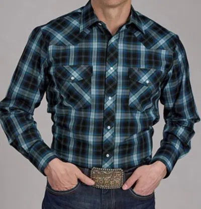 Roper Men's Classic Snap Western Shirt In Blue In Multi