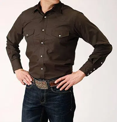 Roper Men's Classic Solid Western Shirt In Brown In Black