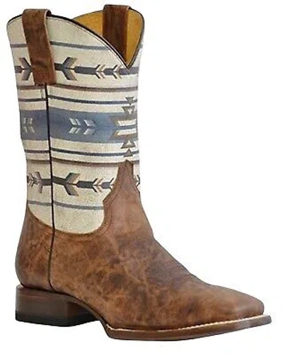 Pre-owned Roper Men's Cowboy Southwestern Performance Western Boot Square Toe - In Brown