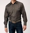 Roper Men's Floral Stripe Snap Dress Shirt In Grey In Brown