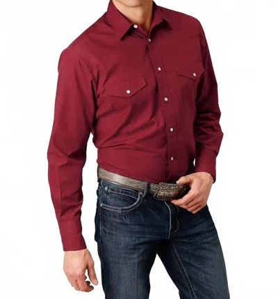 Roper Men's Long Sleeve Snap Broadcloth Western Shirt In Rust In Red
