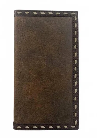 Roper Men's Stitched Edge Leather Rodeo Wallet In Brown/tan