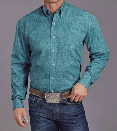 Roper Men's Western Shirt In Aquamarine In Blue