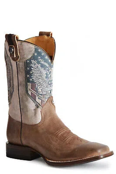 Pre-owned Roper Mens Waxy Brown Leather 2nd Amendment Ccs Cowboy Boots