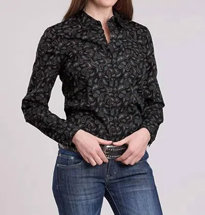 Roper Paisley Stamp Long Sleeve Shirt In Black