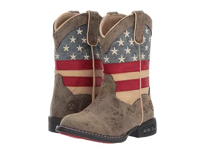 Roper Patriot Lights (toddler/little Kid) Cowboy Boots Faux Leather Vamp Stars & Stripes Shaft : 2 Little 