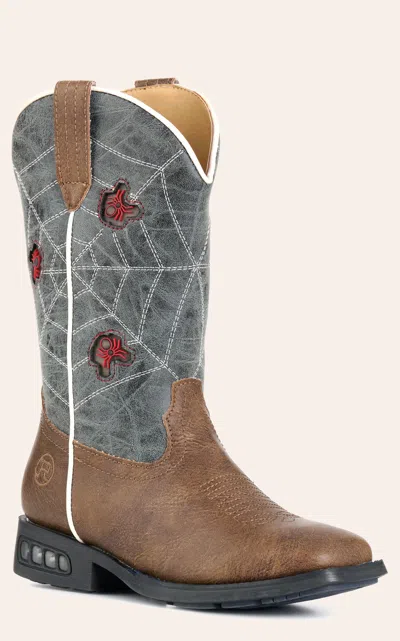 Roper Babies' Toddler's Spidie Blue And Brown Light Up Square Toe Cowboy Boots