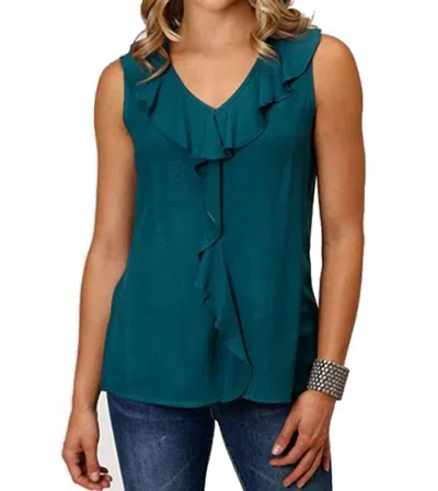 Roper West Rayon Challis Blouse In Teal In Blue