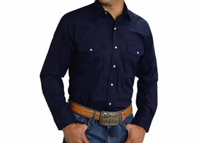 Roper Western Style Long Sleeve Shirt In Navy In Blue