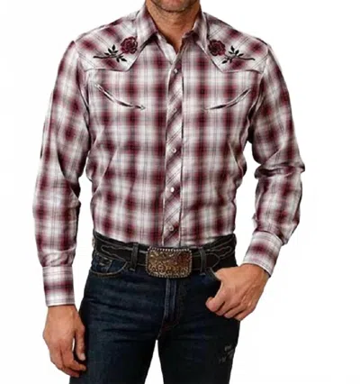 Roper Western With Flower Embroidery Shirt In Multi In Brown