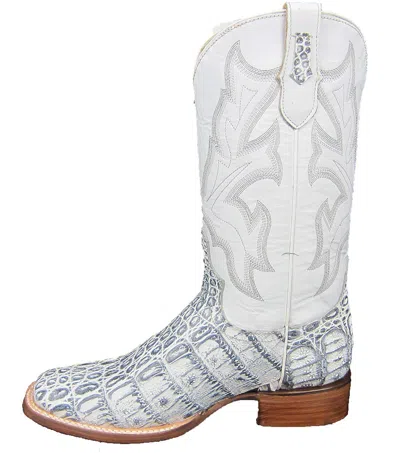 Pre-owned Roper Women's Boots Square Toe Caiman Vamp, White