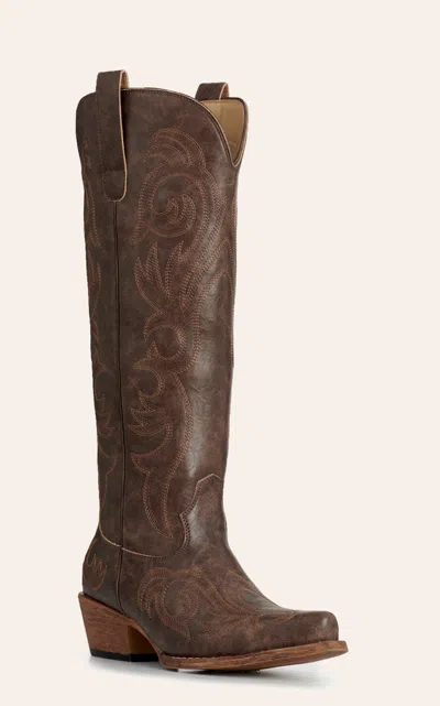 Roper Women's Brown Faux Leather Scroll Snip Toe Cowboy Boots
