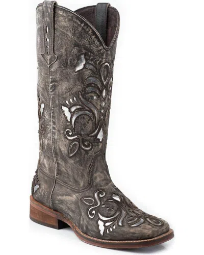 Roper Women's Leather Cut Out Underlay Fashion Boot In Brown/silver
