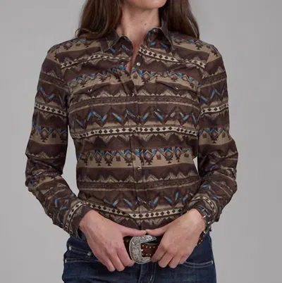 Roper Women's Long Sleeve Shirt In Brown
