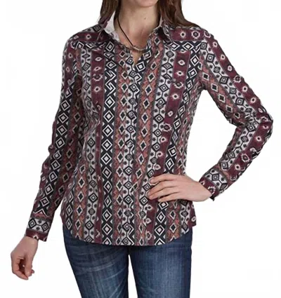 Roper Women's Long Sleeve Western Shirt In Grey In Gray