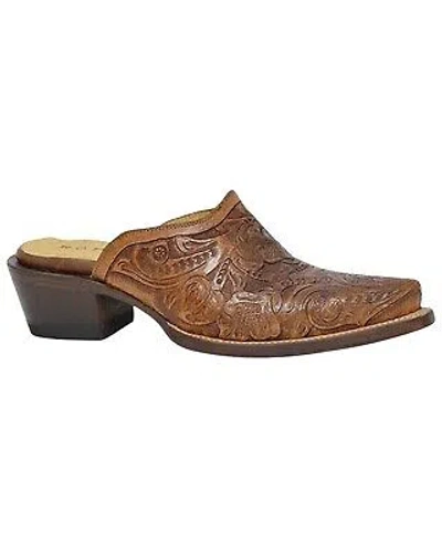 Pre-owned Roper Women's Mary Handtooled Embroidered Mules Snip Toe - 09-021-7634-8465 Br In Brown
