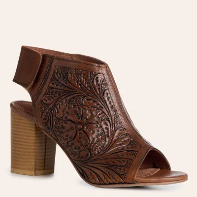 Roper Women's Mika Brown Tooled Sandals