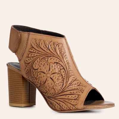 Roper Women's Mika Tan Tooled Sandals In Brown