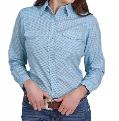 Roper Women's Mini Cross Print Shirt In Blue In Multi