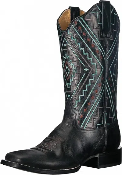 Roper Women's Native Western Boot In Blue Stitch / Black Leather In Multi