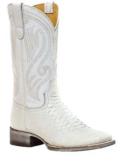 Pre-owned Roper Women's Oakley Python Backcut Exotic Western Fashion Boot Square Toe - In White