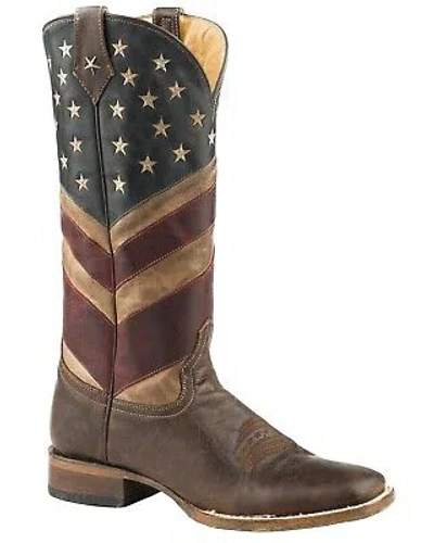 Pre-owned Roper Women's Old Glory American Flag Cowgirl Boot - Square Toe Brown 6 M