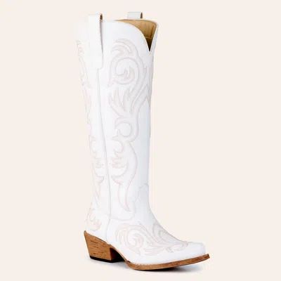 Roper Women's Ryder White Faux Leather Tall Snip Toe Cowboy Boots